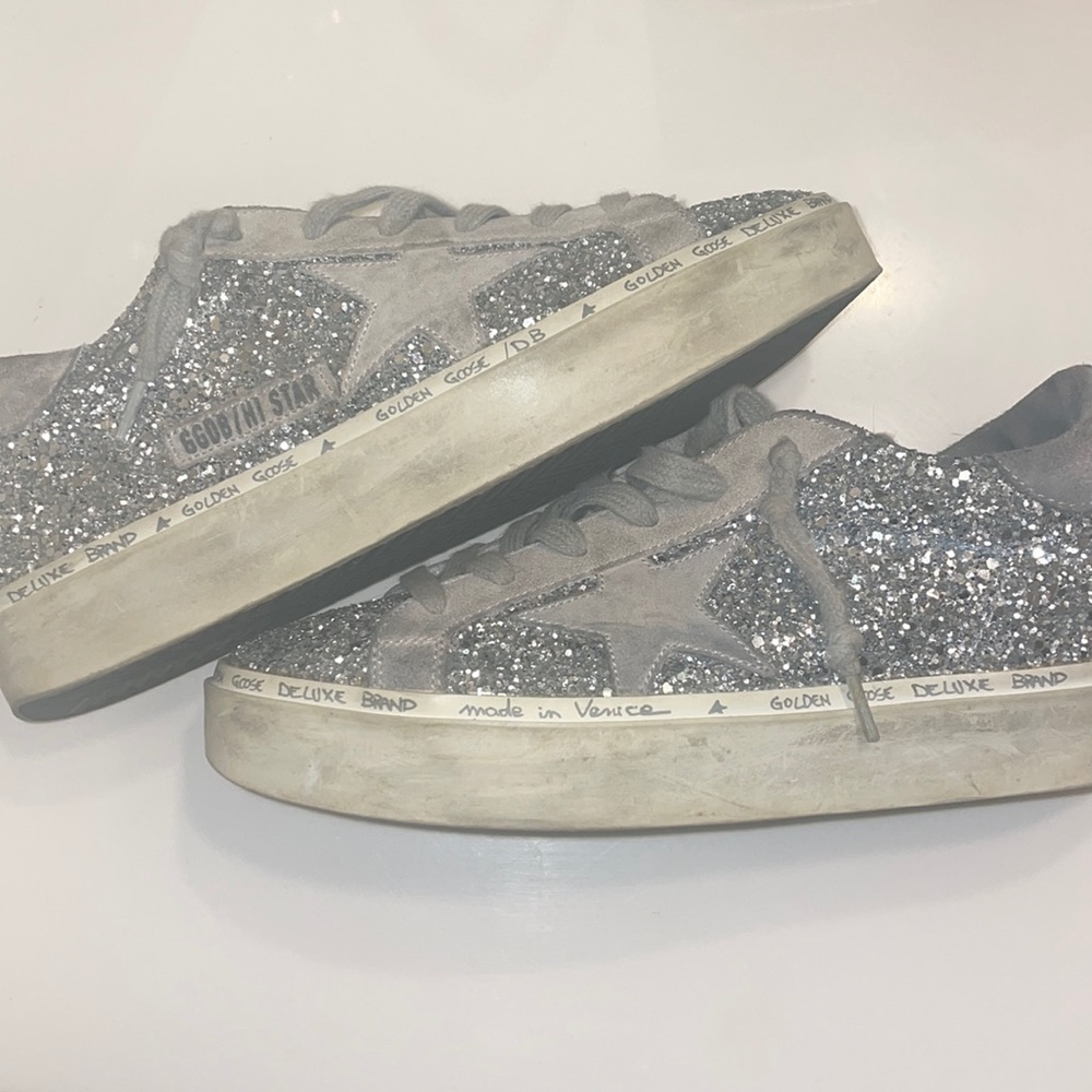 Sparkly Silver Golden Goose Sneakers